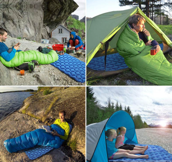 Туристический сверхлегкий матрас со встроенным насосом SLEEPING PAD и воздушной подушкой